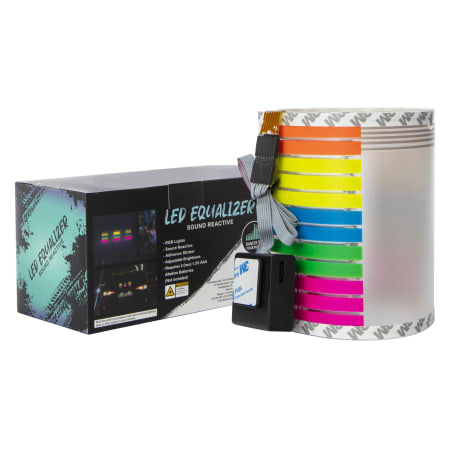 LED EQUALIZER BAR SOUND REACTIVE, RGB LIGHTS, ADHESIVE STICKER ,ADJUSTABLE BRIGHTNESS .REQUIRES 2 AAA BATTERIES- NOT INCLUDED × 2