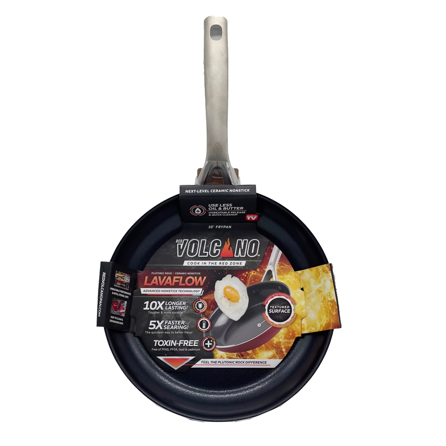 Red Volcano Ceramic Nonstick Frying Pan - 10 Inch Textured Skillet