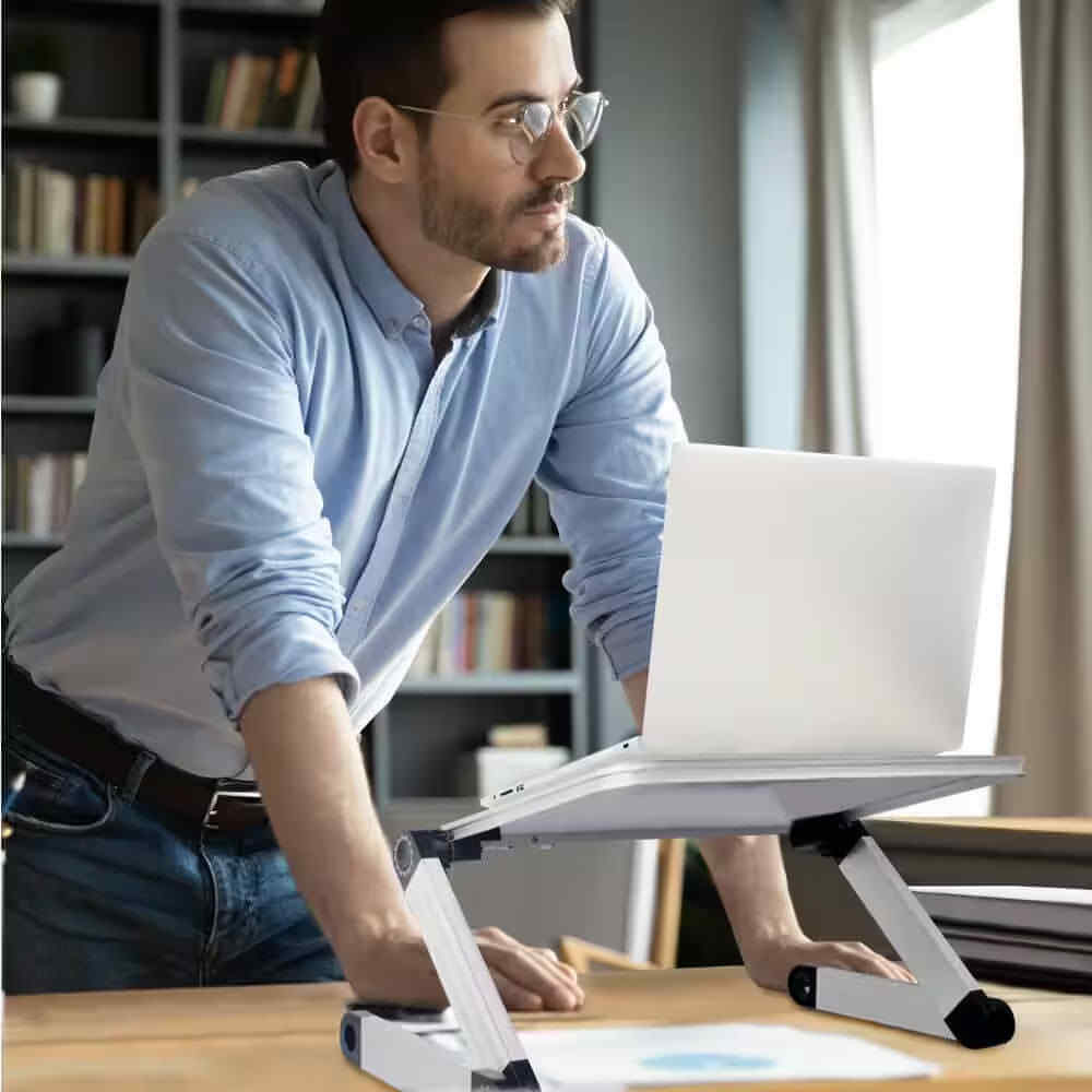 Table Tech Buddy Adjustable Laptop Desk - Foldable Portable Bed Tray & Couch Stand for Laptops