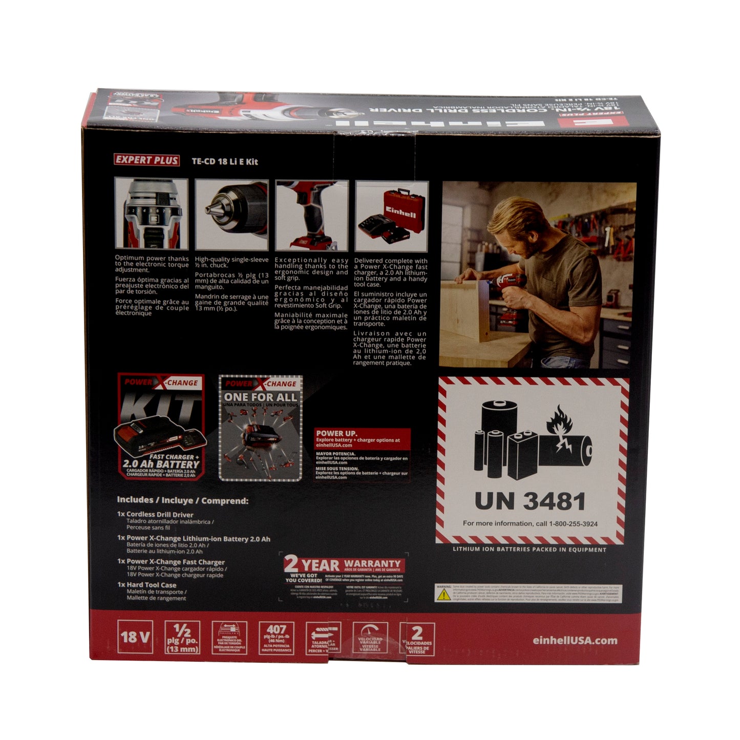 Einhell TE-CD 189 li E (1X2.0 ah) Cordless Drill Driver – 2-Speed, 1x 2.0Ah Battery, Powerful Compact Electric Screwdriver for Home & DIY Projects"