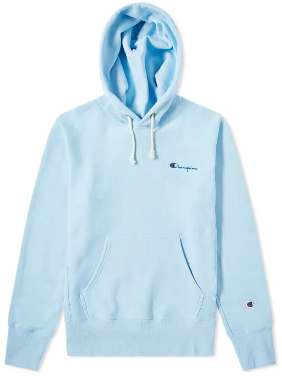 Champion Reverse Weave Small Script Hoodie (Ocean Front Blue) X-Large