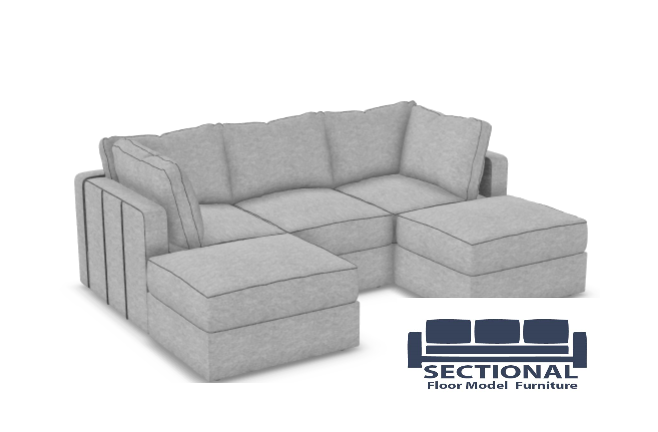 Floor Model Sectional Couch 5 Seats/5 Sides with Covers Tonal Sterling Luxe Chenille