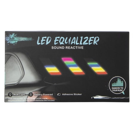 LED EQUALIZER BAR SOUND REACTIVE, RGB LIGHTS, ADHESIVE STICKER ,ADJUSTABLE BRIGHTNESS .REQUIRES 2 AAA BATTERIES- NOT INCLUDED × 2