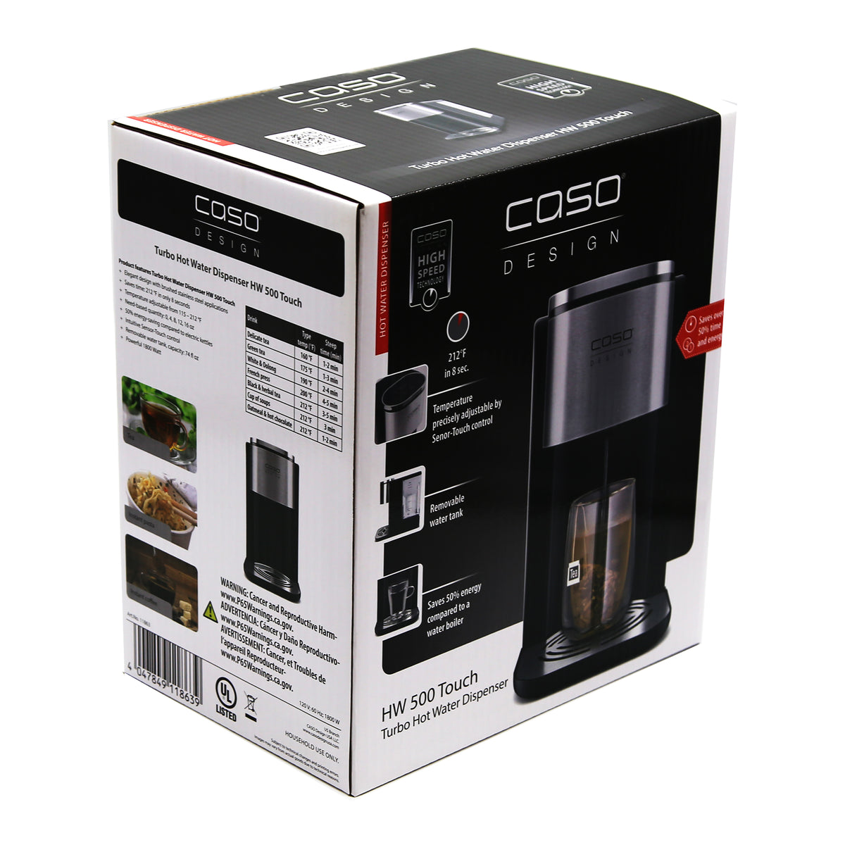 Caso HW 500 Turbo Hot Water Dispenser - 8 Second Fast Boil