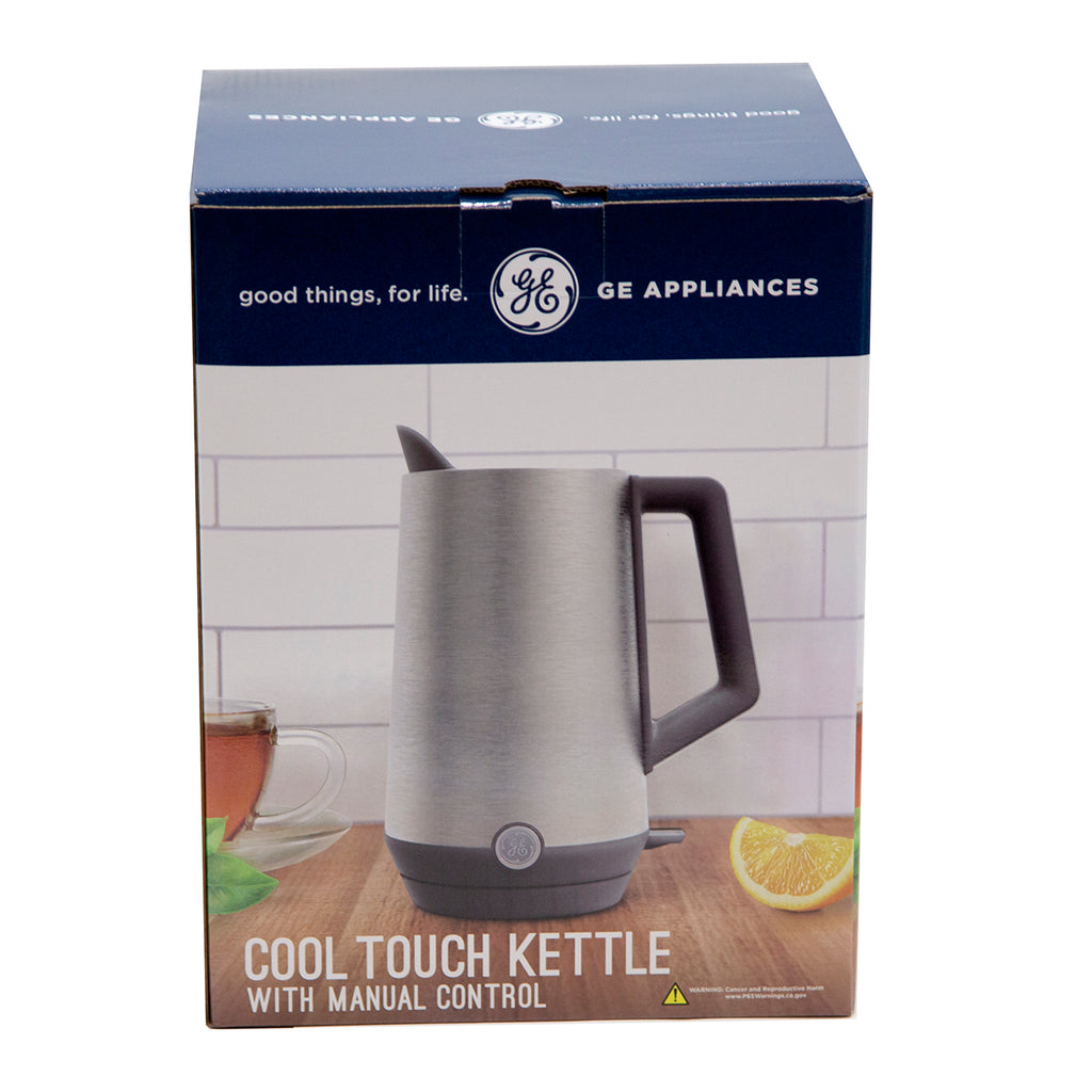 GE Electric Kettle | 6 Cup Capacity | Manual Temperature Control | Double-Wall Insulation Keeps Tea Hot on Inside & Cool on Outside | Countertop Kitchen Essentials