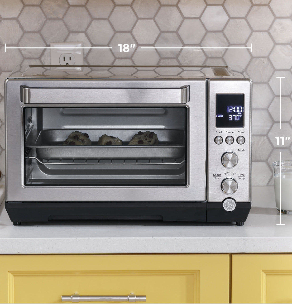 GE Quartz 6-Slice Stainless Steel Toaster Oven with Convection Bake – Fast & Even Cooking