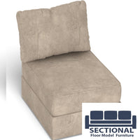 Sectional Deep Seat Cover Taupe Padded Velvet Floor Model