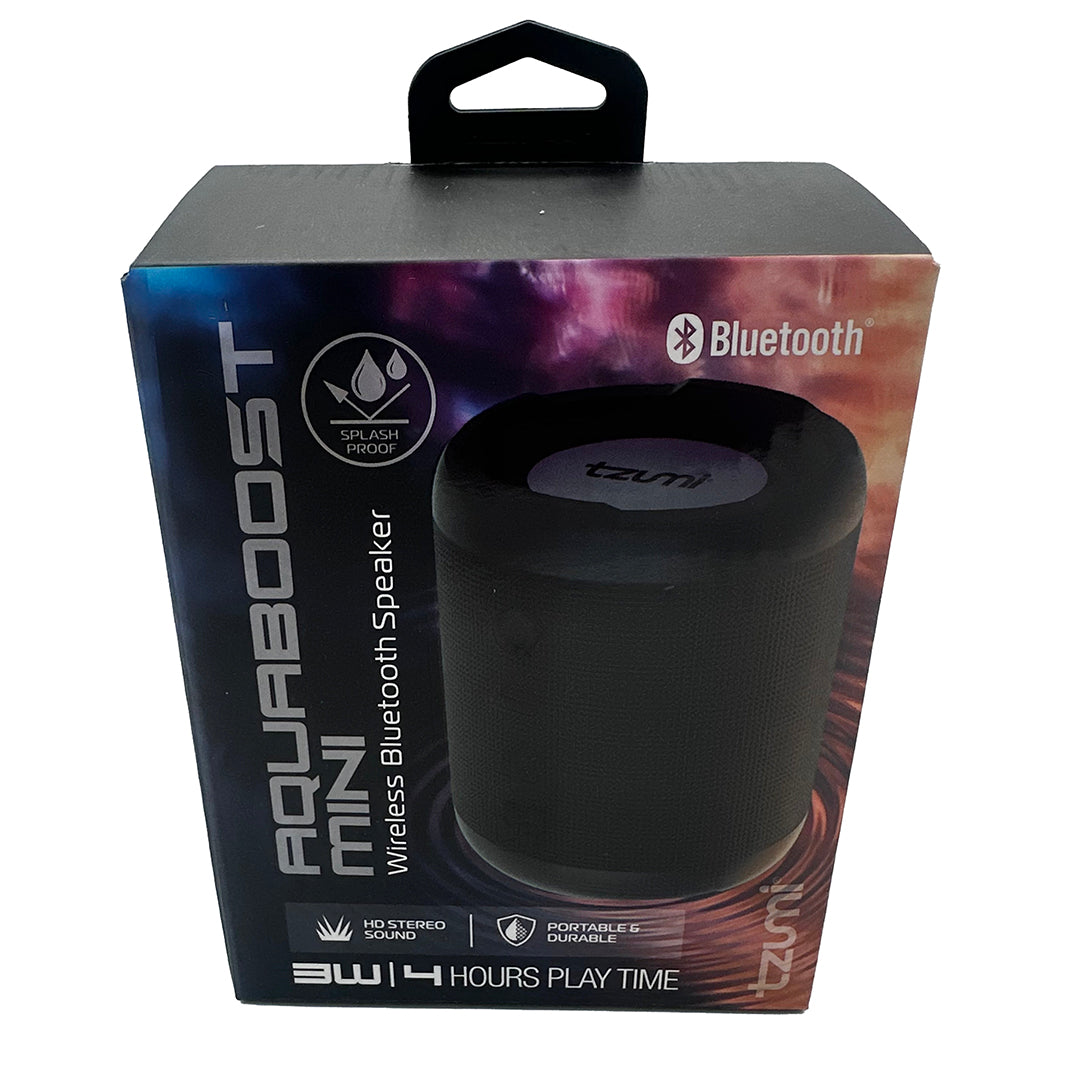 Tzumi AquaBoost Mini Portable Bluetooth Speaker, Water-Resistant