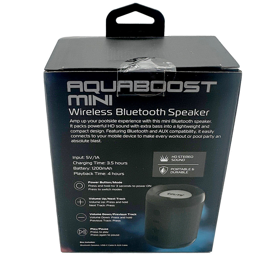 Tzumi AquaBoost Mini Portable Bluetooth Speaker, Water-Resistant