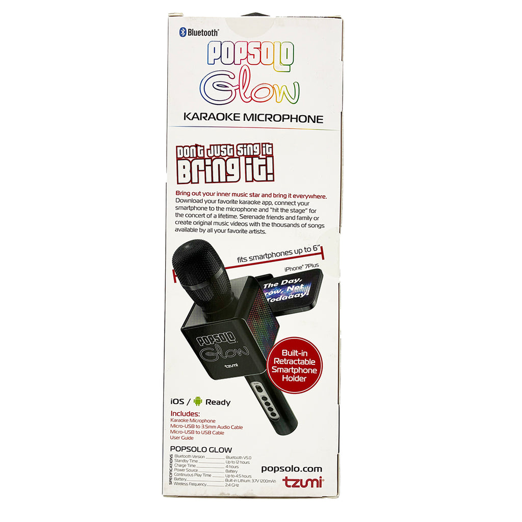 Tzumi PopSolo Glow Bluetooth Karaoke Microphone & Speaker, LED