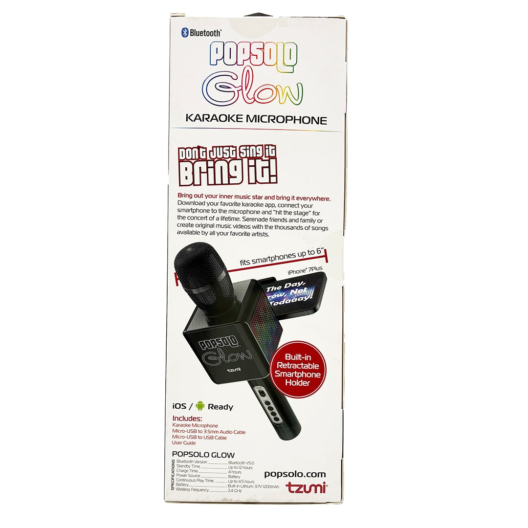 Tzumi PopSolo Glow Bluetooth Karaoke Microphone & Speaker, LED