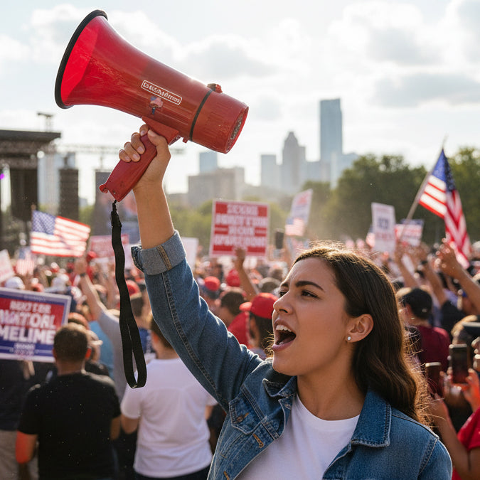 Trump MAGA Megaphone with Record & Play | 6-Button Political Rally Bullhorn
