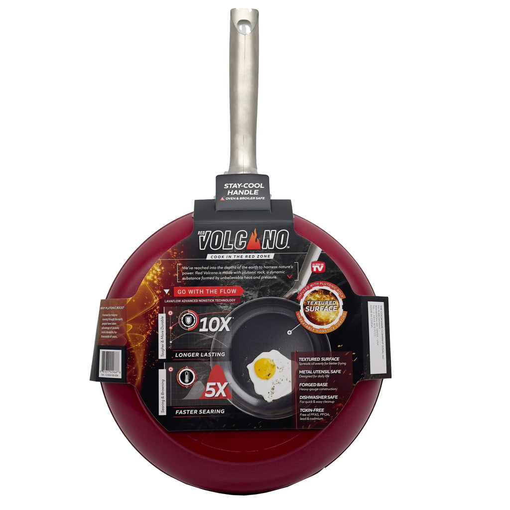 Red Volcano Ceramic Nonstick Frying Pan - 10 Inch Textured Skillet