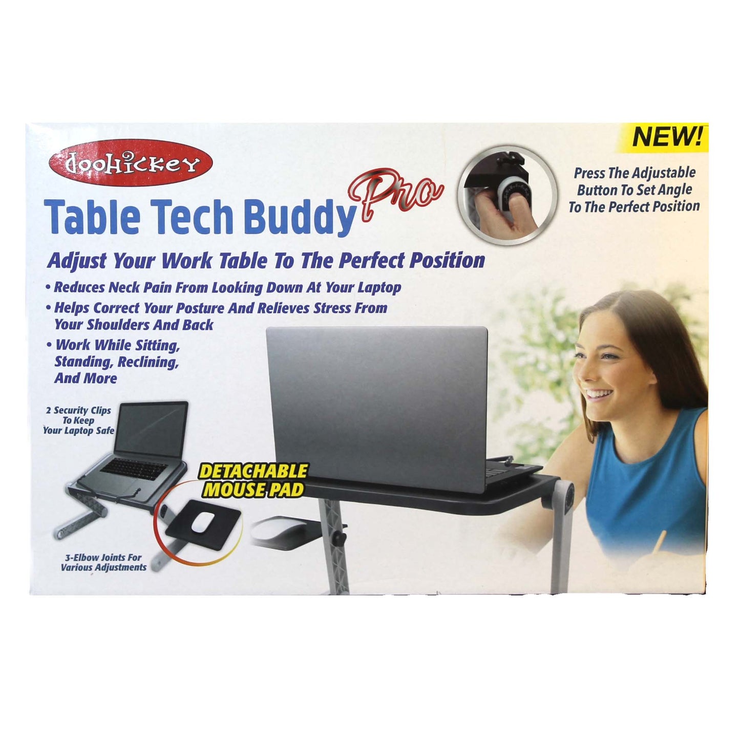 Table Tech Buddy Adjustable Laptop Desk - Foldable Portable Bed Tray & Couch Stand for Laptops