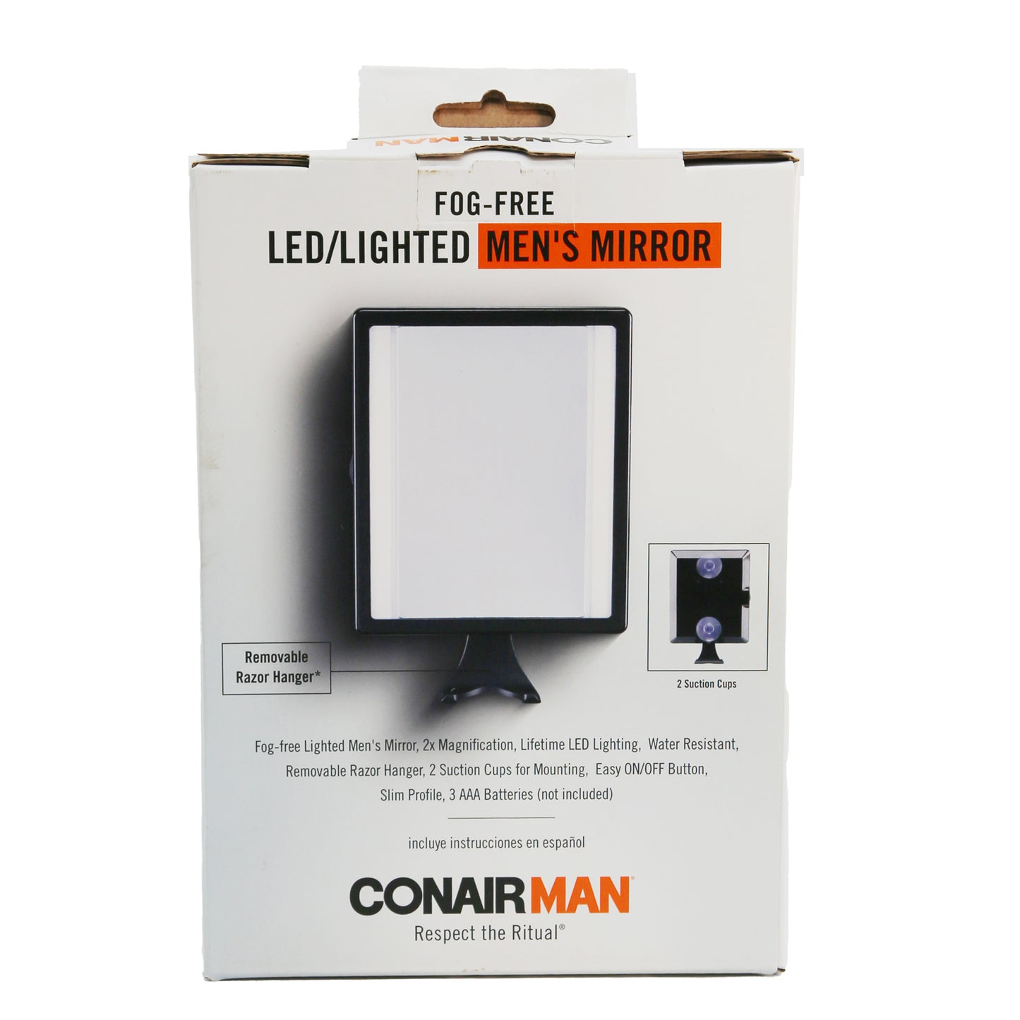 ConairMan Fogless LED Shower Mirror – 2X Magnification Anti-Fog Shaving Mirror for Bathroom