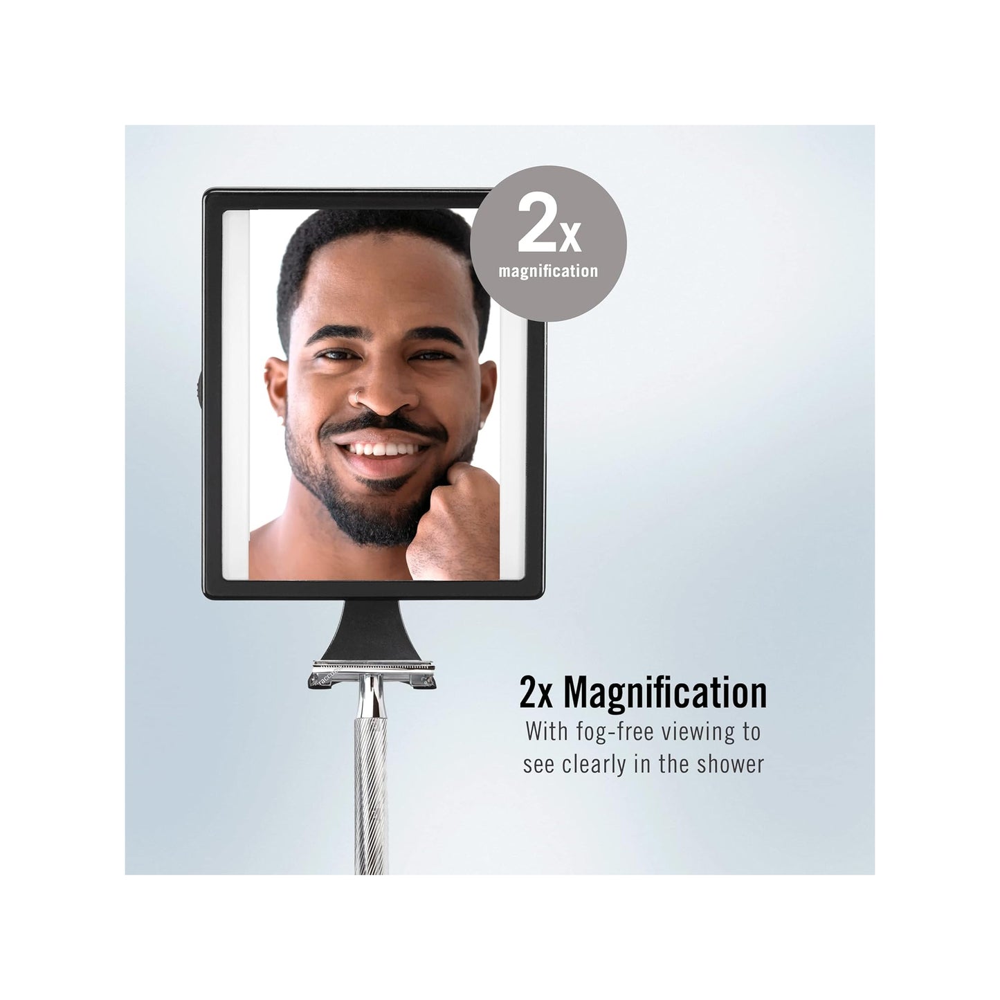ConairMan Fogless LED Shower Mirror – 2X Magnification Anti-Fog Shaving Mirror for Bathroom