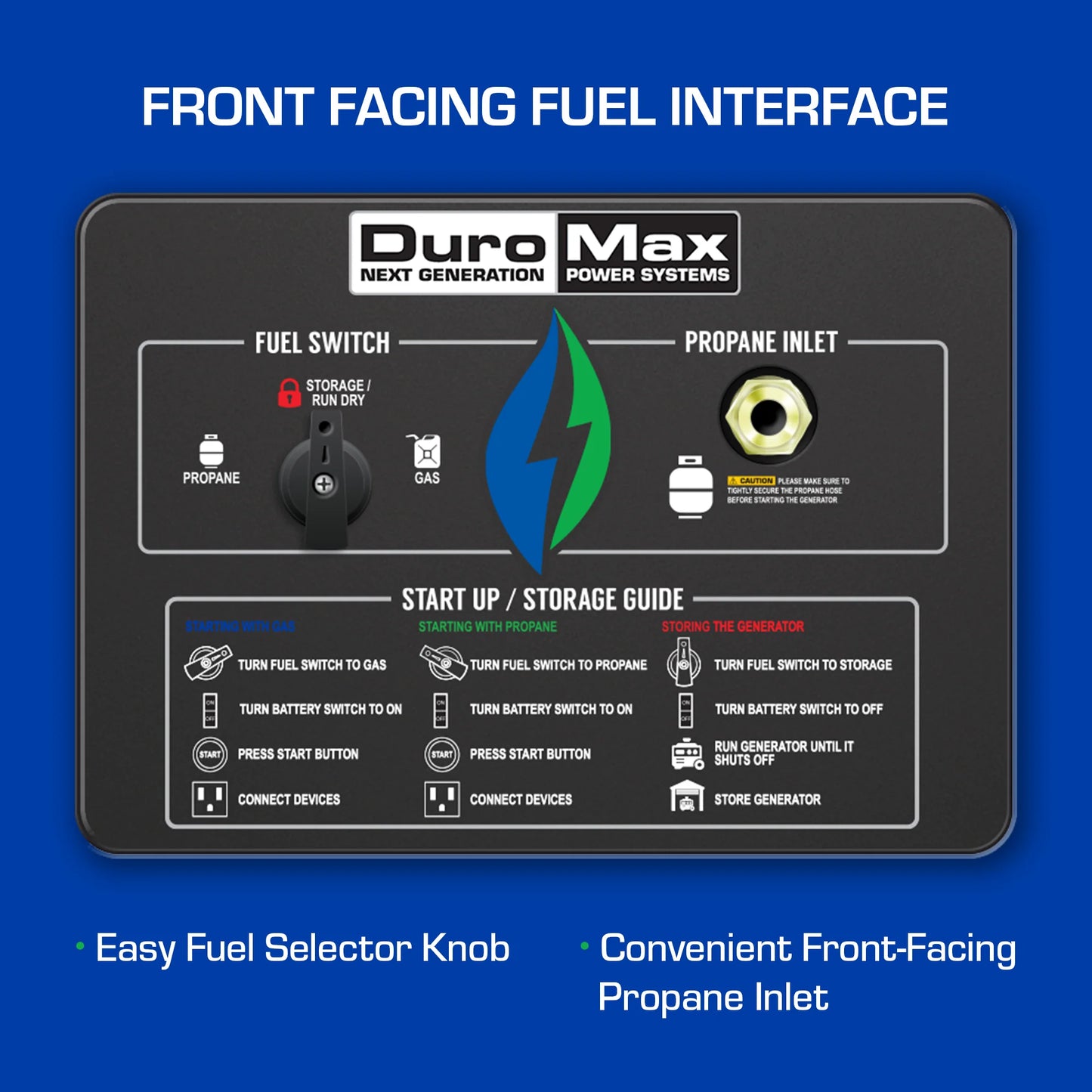 DuroMax 13000-Watt Dual Fuel Hybrid Generator - High-Power Portable Generator - Blue - Grade A