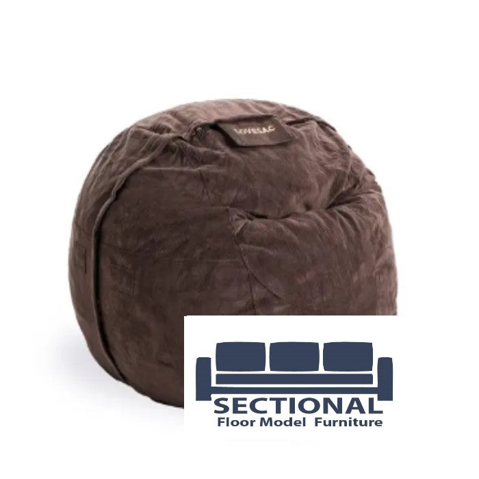 Sectional City Beanbag Cover: Chocolate Padded Velvet- Floor Model