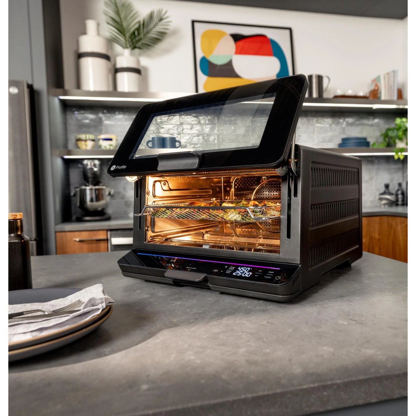 GE Profile Smart Countertop Oven – 11-in-1 No Preheat, Air Fry, Roast, WiFi Connected, Black