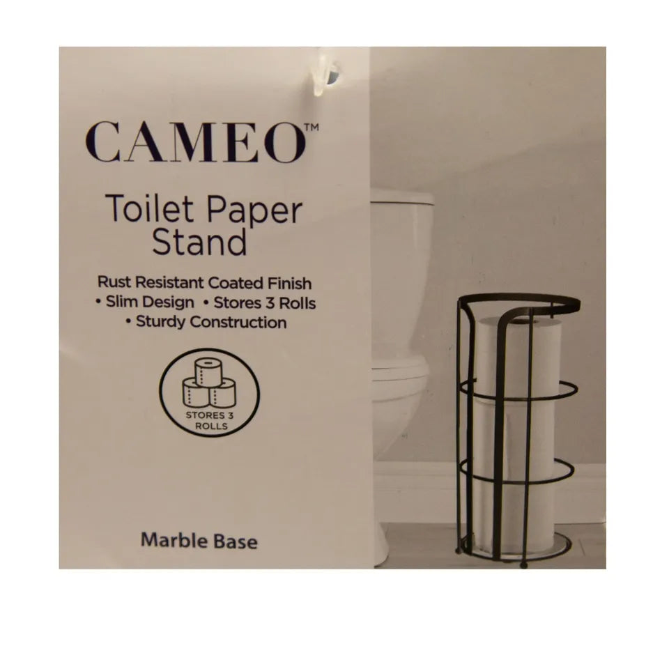 Toilet Paper Stand Holder Round - Black w/ Marble
