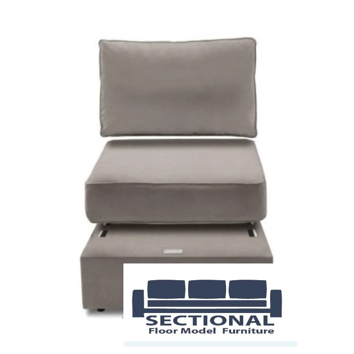 Sectional Seat Cover Set - Base, Cushion, Pillow - Taupe Padded Velvet Floor Model