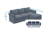 Set LS of 4 Seats + 3 Deep Sides + 2 Roll Arms Floor Model Sectional