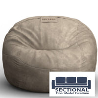 Floor Model Super Large Taupe Padded Velvet Beanbag Cover