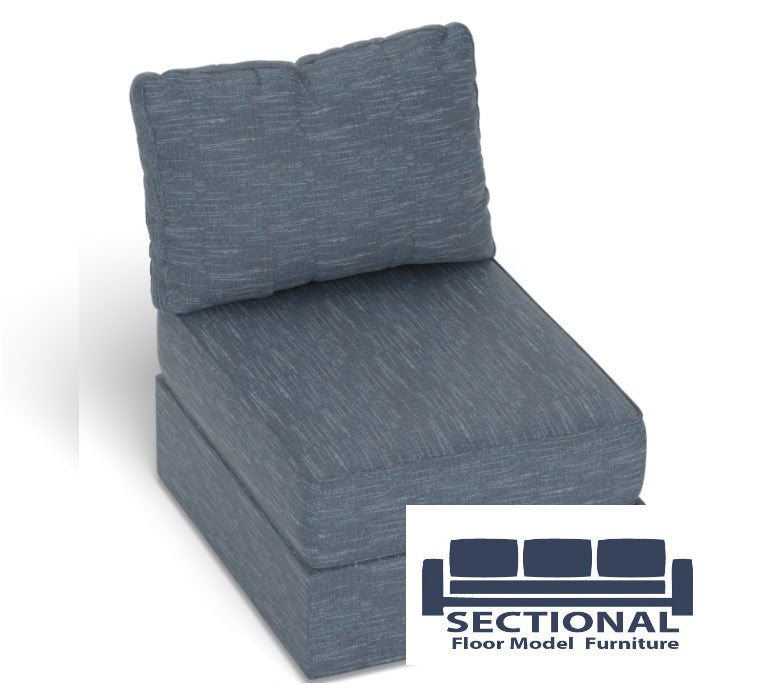 Sectional Deep Storage Seat Cover Set: Vintage Blue Rained Chenille Floor Model