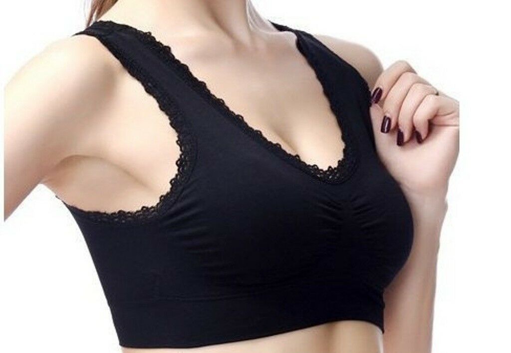 (3 Pack) Genie Bra -  Women's Seamless Lace Bra Small, Black