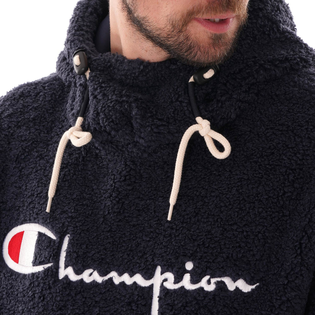 Champion Teddy Hoodie with Script Logo - Medium, Extra Warm Fleece Pullover, Soft Casual Streetwear