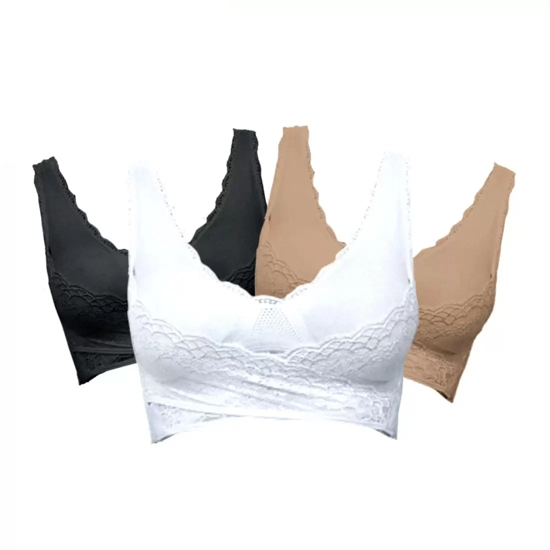 Bra CaraMia, Nude, White, Black 3pk Medium