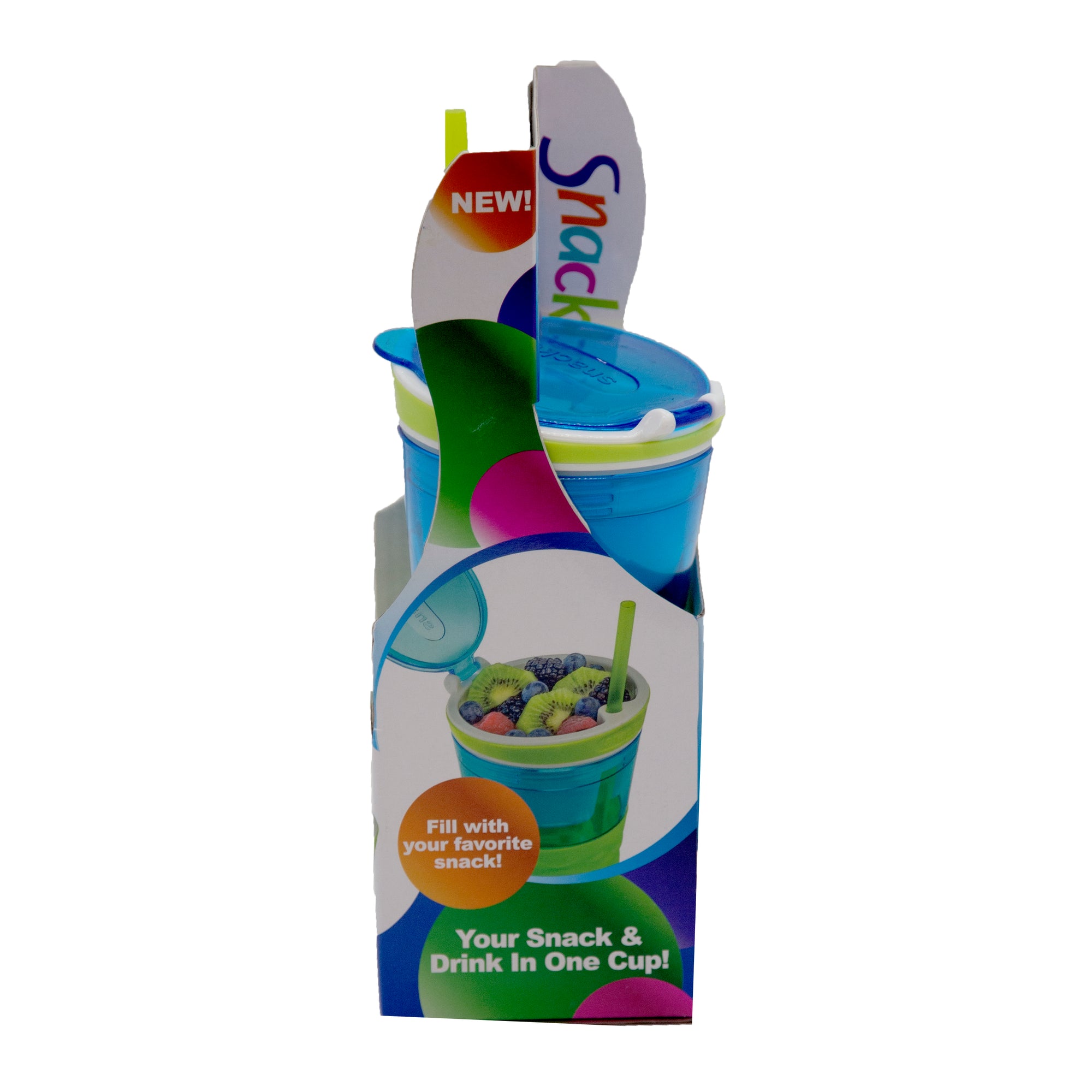  Snackeez Travel Cup Snack and Drink in One Container Green/Blue  : Home & Kitchen