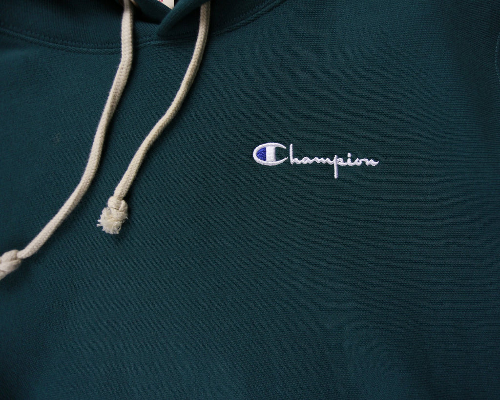 Champion Reverse Weave Small Script Hoodie (Jeweled Jade) - Large