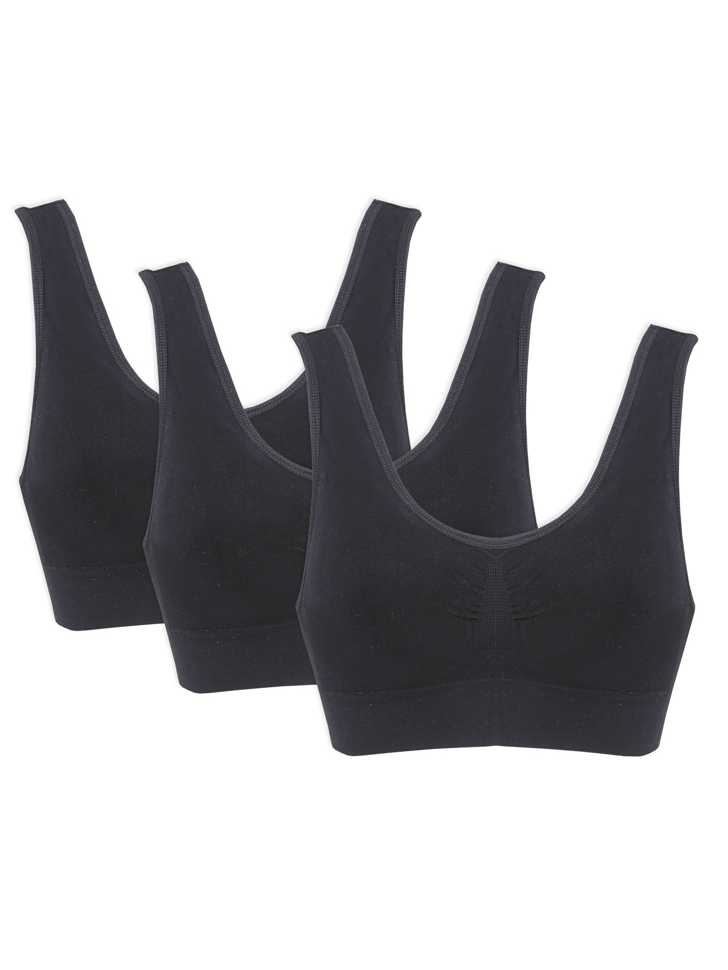 (3 Pack) Dream by Genie Seamless Bra in Black, XL