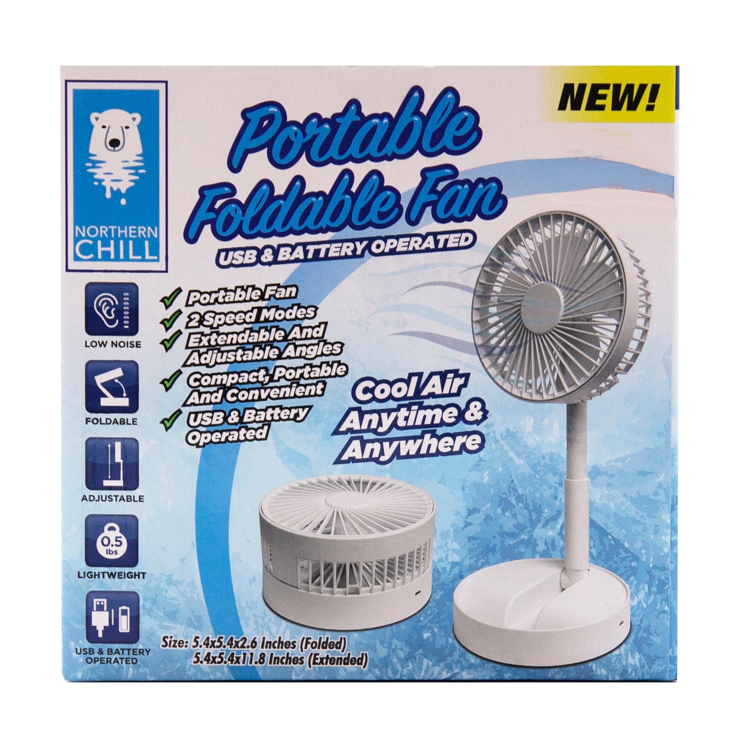 Northern Chill Portable Foldable Fan Cool Air Anytime & Anywhere - As Seen On TV