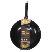 Home Innovations 12" Carbon Steel Wok - Black