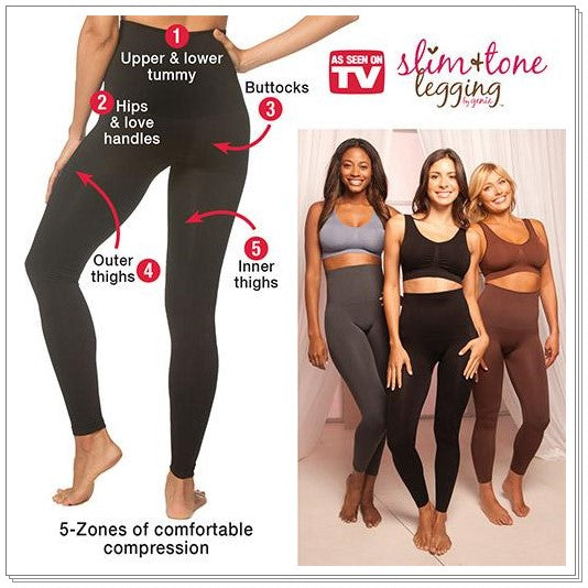 (2 Pack) Genie Women's High Waist Slim and Tone Leggings XL, Brown
