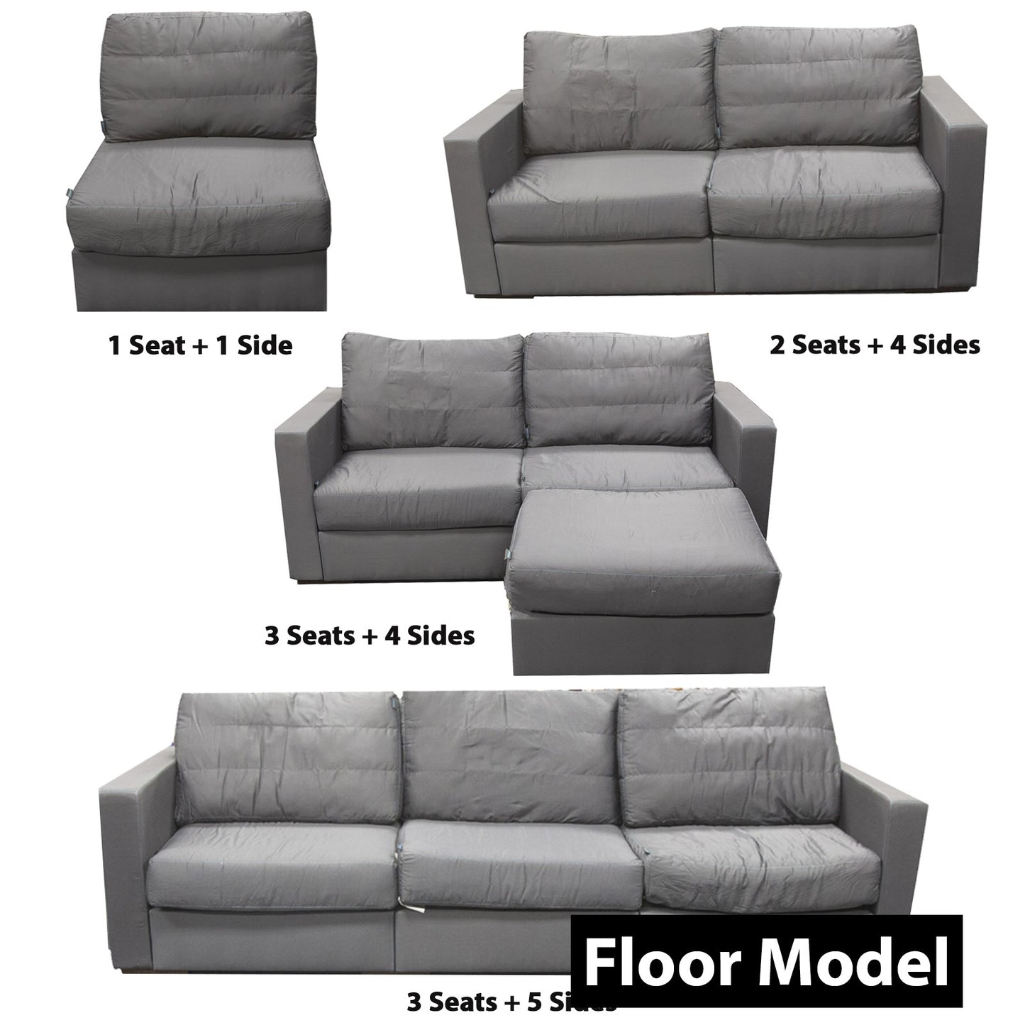 Sectional 3 Seat Set Standard Fill + 5 Sides Standard - FLOOR MODEL