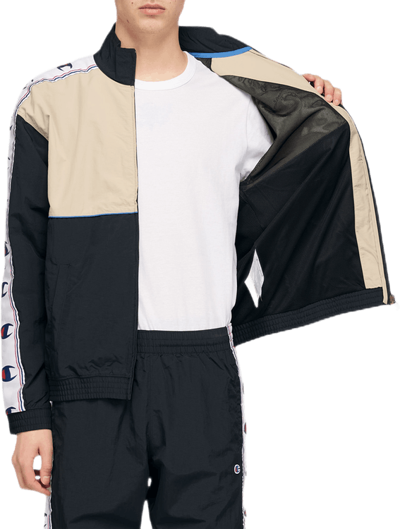 Champion Reverse Weave Full Zip Sweatshirt - Black/Beige - Large