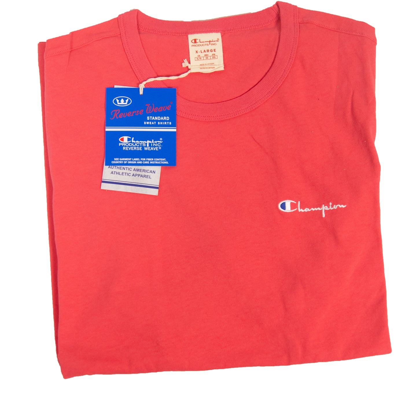 Champion Reverse Weave Script Crewneck Tee - Pretty Coral - Medium