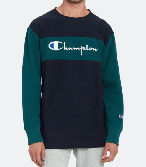 Champion Reverse Weave Color Block Crewneck Sweatshirt - Medium