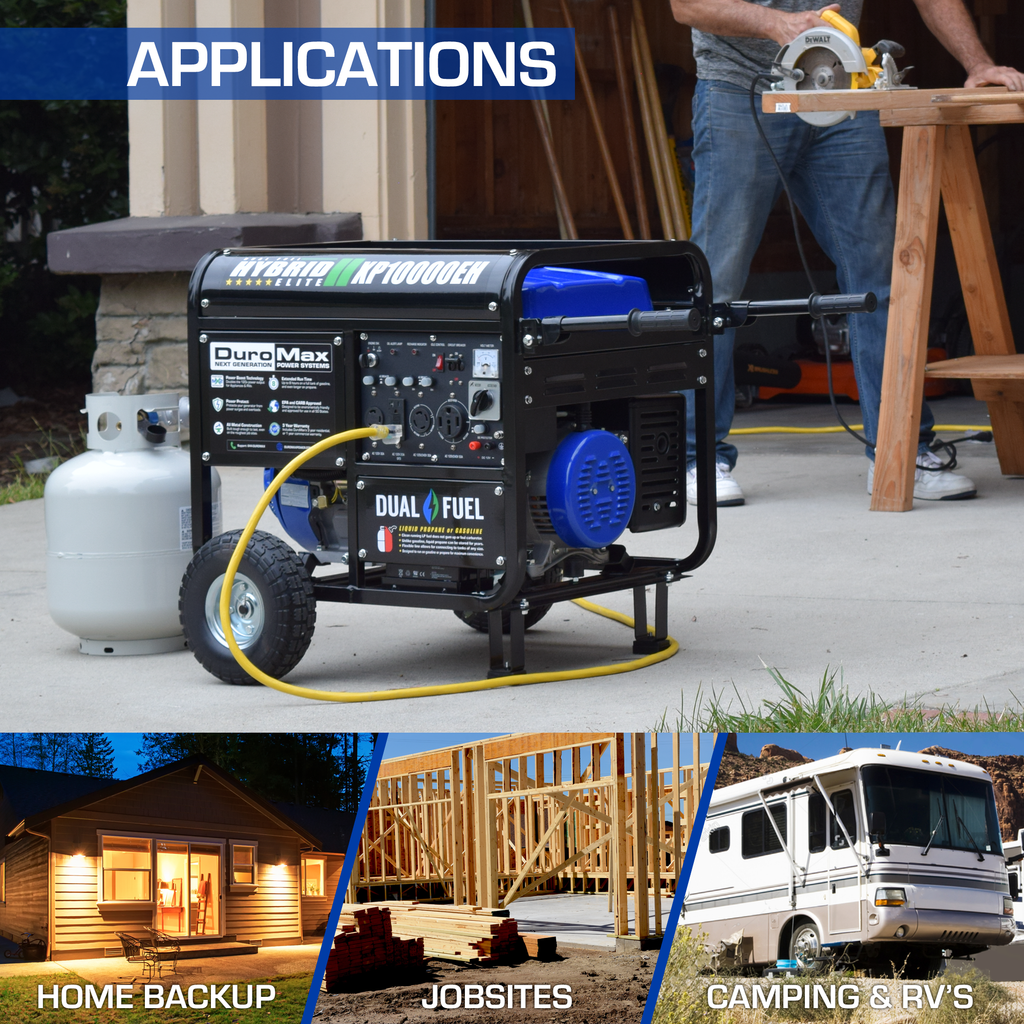 DuroMax XP10000EH 10,000-Watt Electric Start Dual Fuel Hybrid Portable Generator