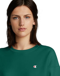 Champion Women's Reverse Weave Crew, C Logo - Jeweled Jade - Large