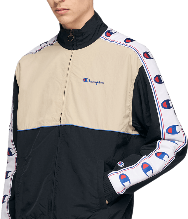 Champion Reverse Weave Full Zip Sweatshirt - Black/Beige - Large