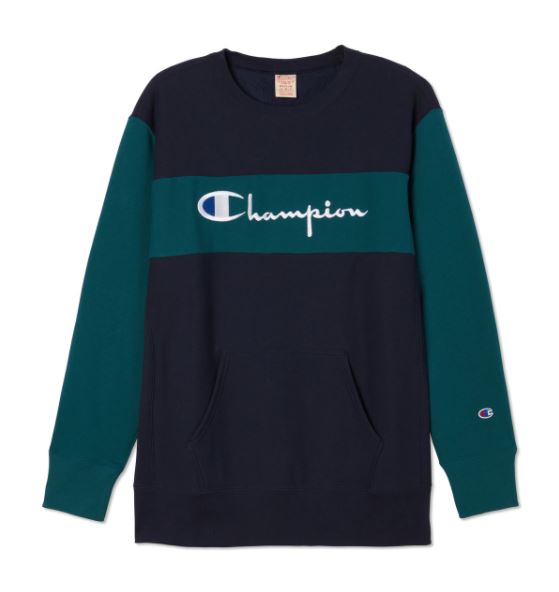 Champion Reverse Weave Color Block Crewneck Sweatshirt - Medium