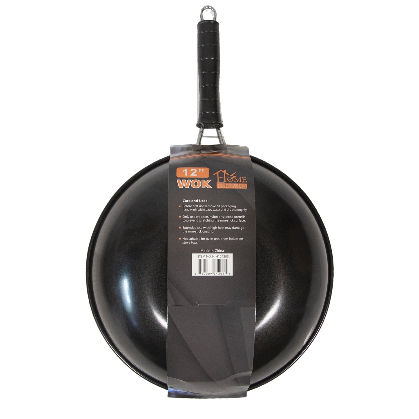 Home Innovations 12" Carbon Steel Wok - Black