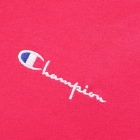 Champion Reverse Weave Script Crewneck Tee - Pretty Coral - Large