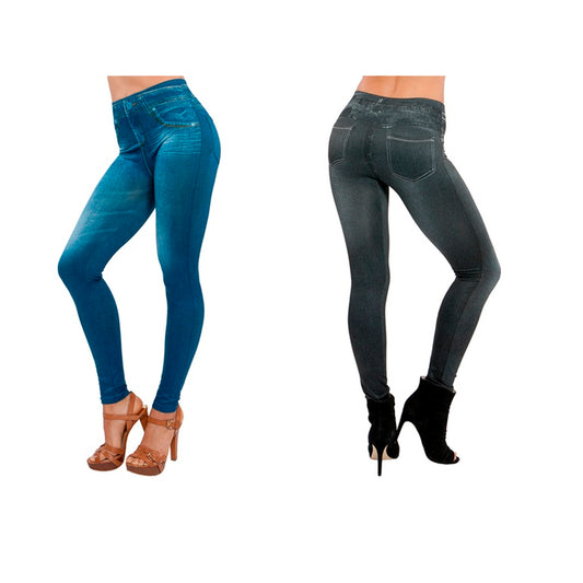 Genie Slim Jeggings 2 Pack - Black/Blue - 3X