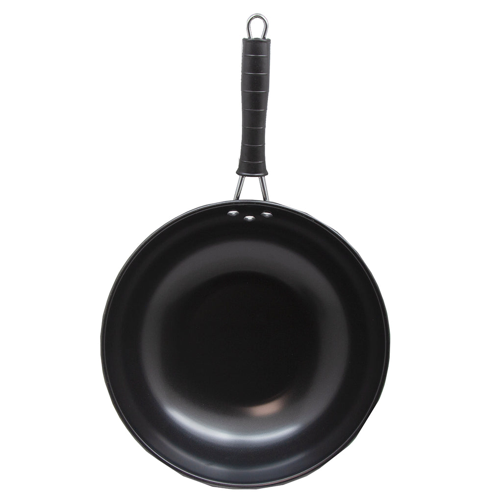 Home Innovations 12" Carbon Steel Wok - Black