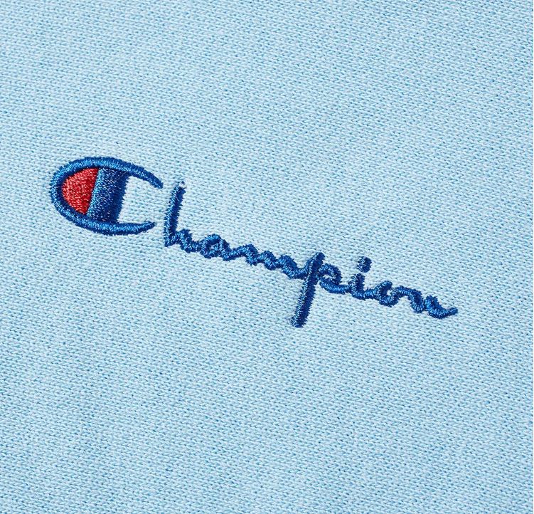 Champion Reverse Weave Small Script Hoodie (Ocean Front Blue) - Medium